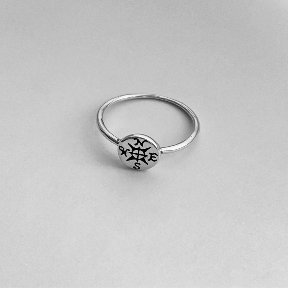 Sterling Silver Small Compass Ring, Silver Ring - image 6